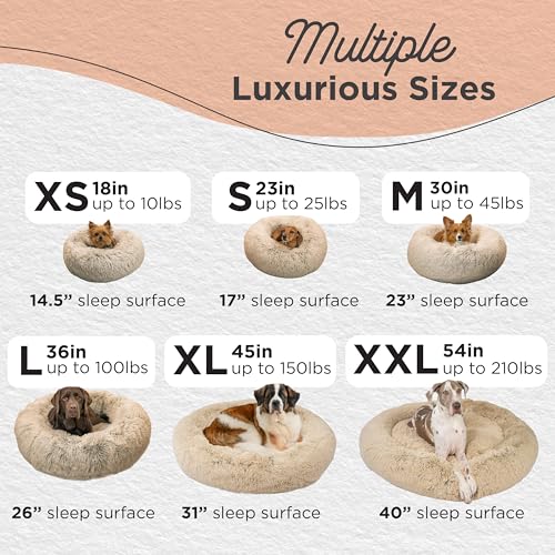 Best Friends by Sheri original calming donut dog bed for cats and small dogs up to 25 lbs, taupe, small