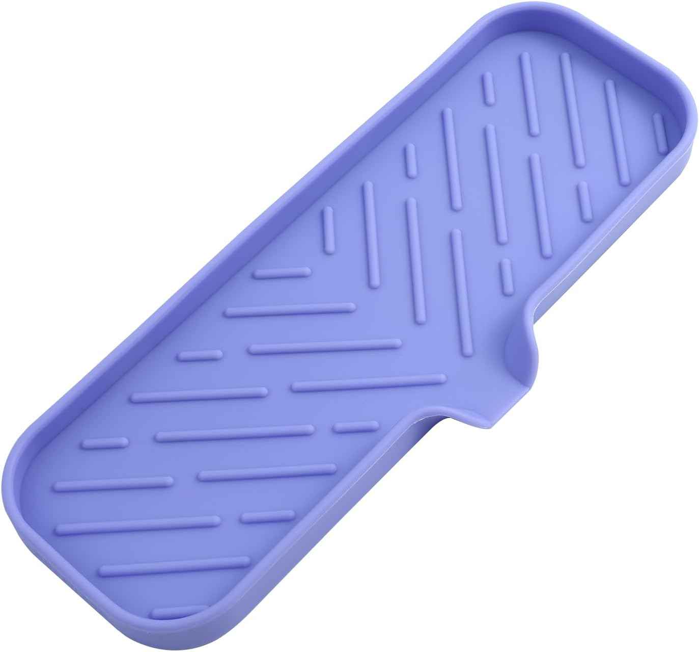 Silicone Bathroom Soap Dishes with Drain Spout-Bathroom and Kitchen Sink Organizer,Sponge Holder,Dish Soap Tray,Perfect for Dispenser,Scrubber,Bottle,Cup on Sink or Counter-Black 4.9"×3.2"