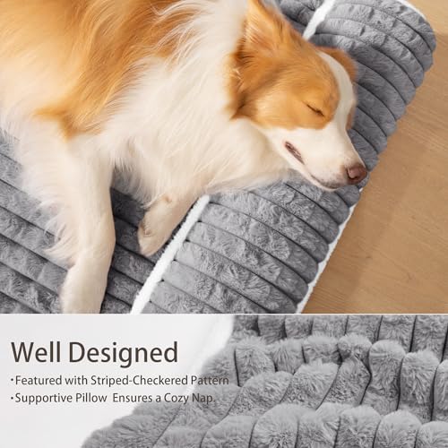 grey orthopedic egg crate foam dog bed large 36''x24'' waterproof soft non-slip pet crate beds mat