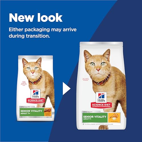 Hills Science Diet senior cat food for vitality, 7+, chicken and rice, 6lb bag, USA made