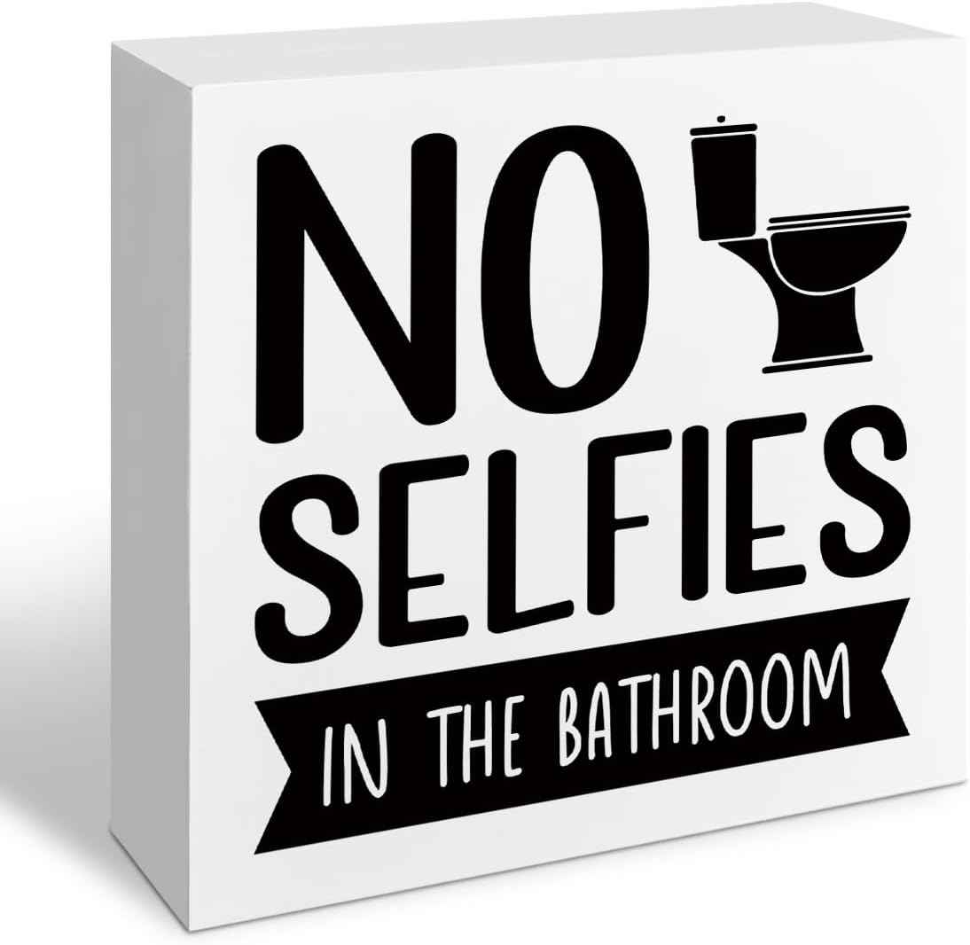 Funny Restroom Bathroom Wooden Signs, Funny Bathroom Sayings, Humor Washroom Quotes Block Plaque, Wall Art/Home Decor, Rustic Wooden Box Signs, Farmhouse Decor, Housewarming Gift