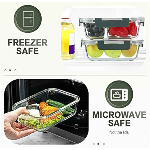 KOMUEE 10-Pack 30oz Glass Meal Prep Containers with Lids, Airtight Food Storage, Microwave, Freezer, and Dishwasher Safe