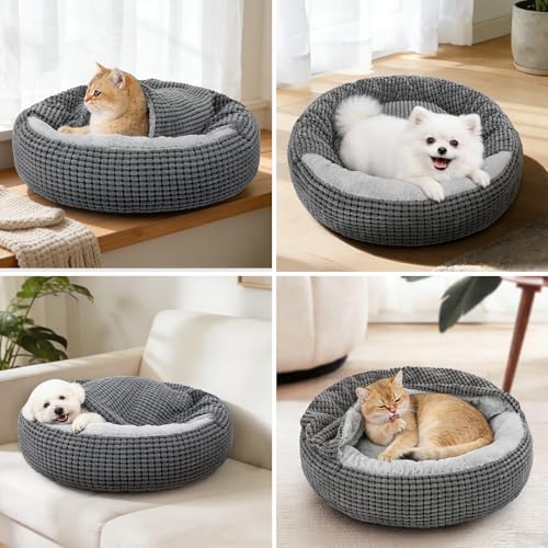 siwa mary small dog bed with attached blanket 23 inch washable anti-slip bottom calmer