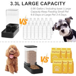 Automatic Cat Feeder and Water Dispenser Set with Pet Food Bowl, Gravity Dog Waterer, and Food Feeder for Small to Large Pets, 3.3L Black