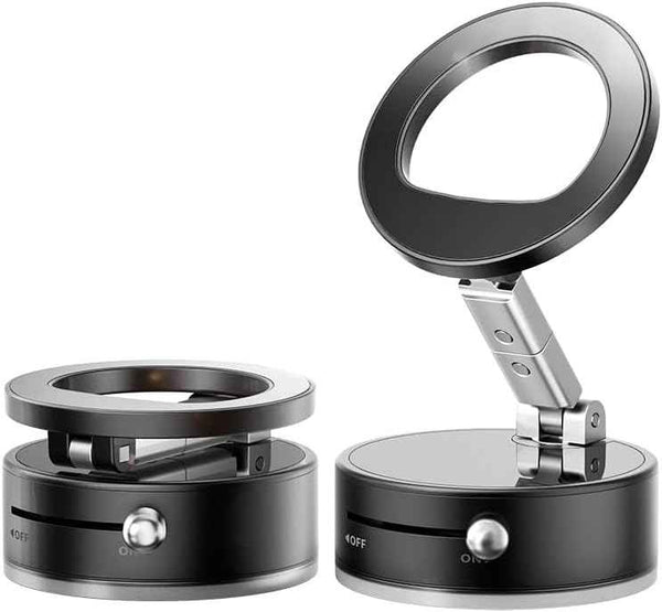 BISART Vacuum Magnetic Car Phone Holder – 360° Rotatable, Reinforced 96LBS Suction Cup Mount Compatible with MagSafe for iPhone & Android, Portable for Car, Gym & Mirror (A7-Black)