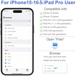 iPhone SD Card Reader, USB Camera Adapter Plug and Play Supports SD and TF Card, No App Required