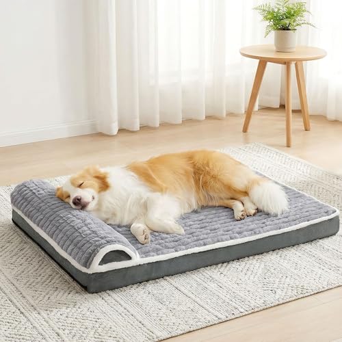 grey orthopedic egg crate foam dog bed large 36''x24'' waterproof soft non-slip pet crate beds mat