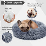 Small Calming Round Dog Bed for Small Dogs Machine Washable Fluffy Luxury Anti-Slip Waterproof Mute Base