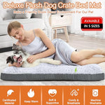 POCBLUE Deluxe Washable Dog Bed for Large Dogs, 35" x 23", Grey, Comfy Fluffy Kennel Pad for Dogs up to 60 lbs