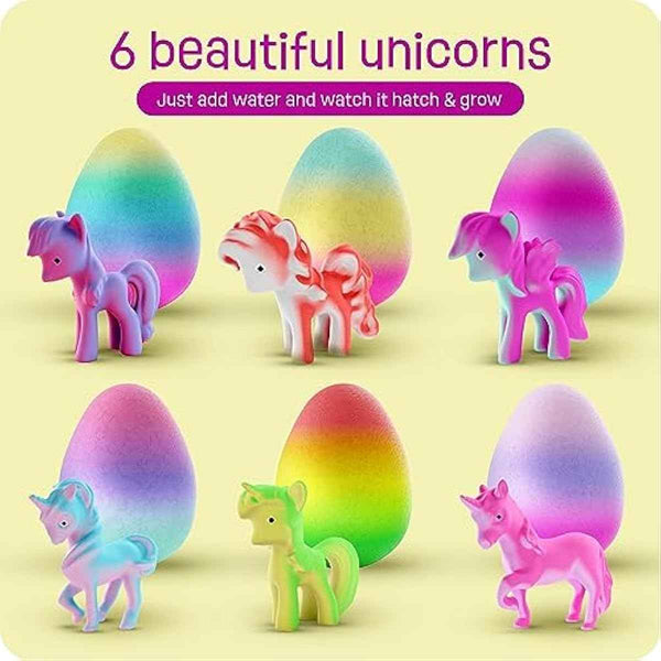 Dan&Darci Unicorn Hatching Surprise Eggs for Kids - 6 Pack - Grows 600% - Basket Stuffers - Easter Toys for Girls 3-8 - Birthday Gift - Party Favors for 3+ Year Old Girl - Gifts for Ages 3 4 5 6 7 8