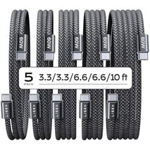 Lisen 5-pack usb c to c cable, 60w fast charging, 10ft for iphone 17, ipad, galaxy s25/s24