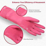 Mamison 2 Pairs Reusable Waterproof Dishwashing Gloves - Non-Slip Kitchen Cleaning Gloves (Pink, Medium)
