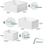 White-Grey Dresser Organizer Set of 12 PCS - Perfect for Nursery, Bedroom, Closet, Baby Clothes Organizer and Storage