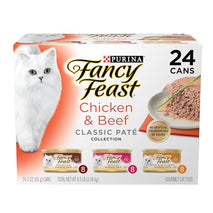 Purina fancy feast chicken and beef classic pate grain free wet cat food variety pack 3 oz pull-top cans