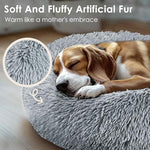 hoewina dog & cat bed for indoor cats light grey 20in calming donut bed