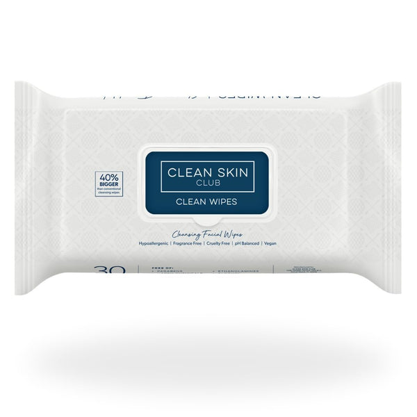 Clean Skin Club XL Premium fragrance-free face wipes, extra moist makeup remover w/ exfoliating side, (30 Ct)