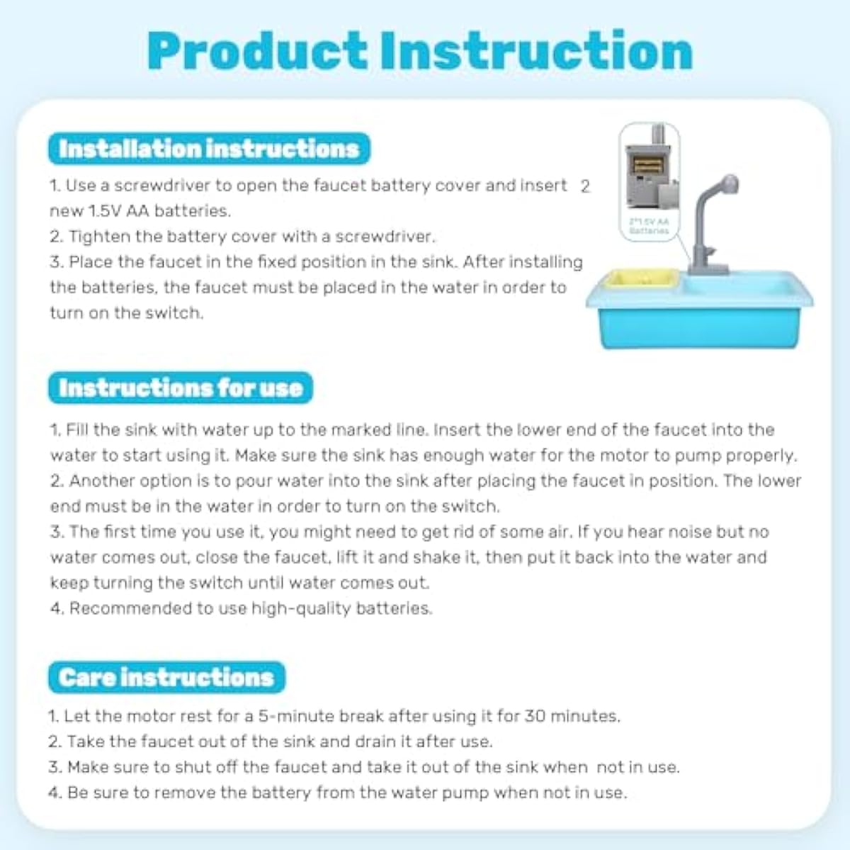 CUTE STONE Color Changing Kitchen Sink Toys, Children Electric Dishwasher Playing Toy with Running Water, Upgraded Faucet, Automatic Water Cycle System Play House Pretend Role Play Toys for Boys Girls
