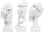 3 Pcs Thinker Statue,Modern Home Resin Sculptures,Collectible Figurines for Home Office Bookshelf Desktop Decor(Golden)