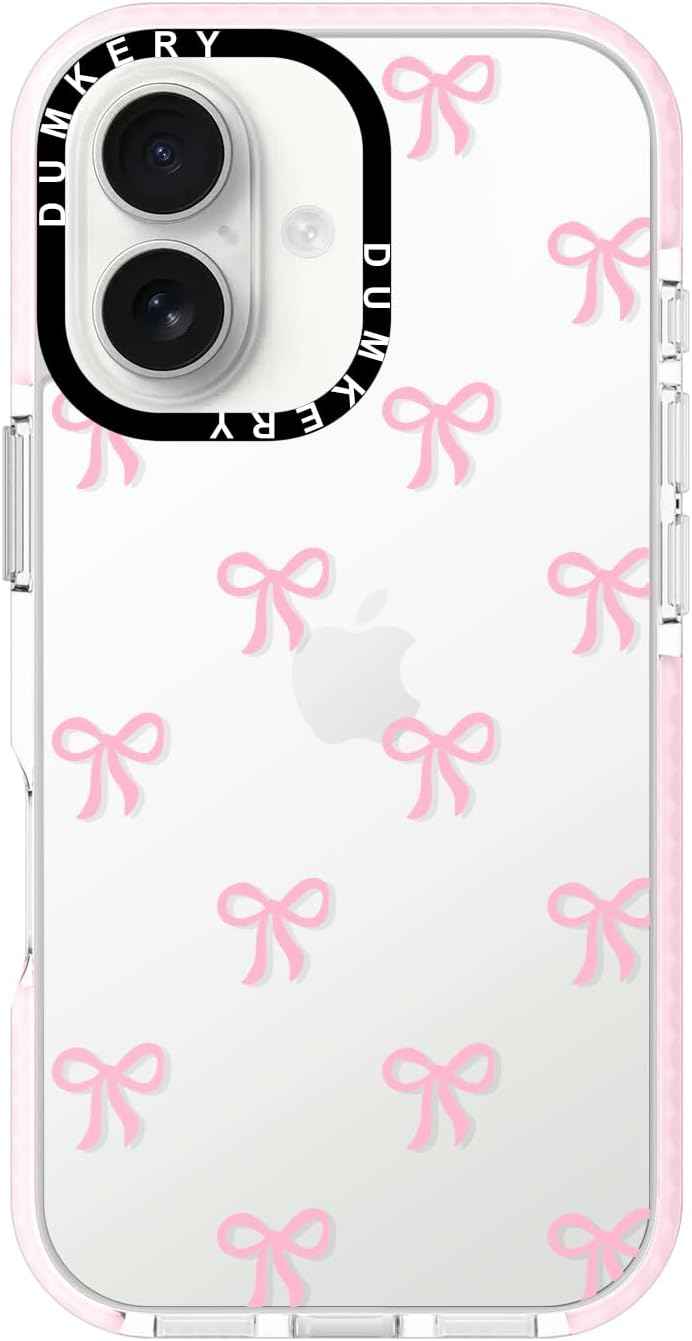 Girly Phone Case Compatible with iPhone 17 Pro Max, Cute Bow Aesthetic Pattern Print Cases, Soft TPU Anti Yellowing, Anti Shock Cover for Girls Women Pink