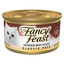 Purina fancy feast tender beef feast classic grain free wet cat food pate 3 oz cans pack of 24