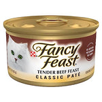Purina fancy feast tender beef feast classic grain free wet cat food pate 3 oz cans pack of 24