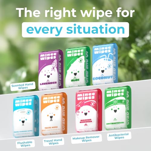 Compact Travel Flushable Wipes for Sensitive Skin - 99.5% Water and Aloe - 8 Pack 48 Wipes