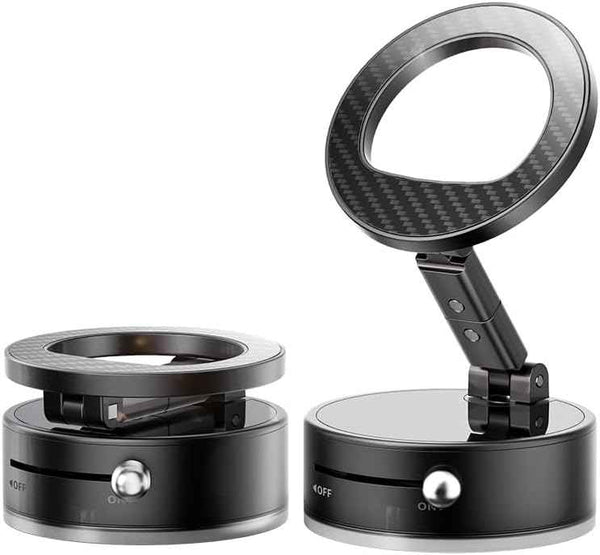 BISART Vacuum Magnetic Car Phone Holder – 360° Rotatable, Reinforced 96LBS Suction Cup Mount Compatible with MagSafe for iPhone & Android, Portable for Car, Gym & Mirror (A7-Black)