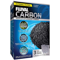 Fluval premium bituminous carbon filter media for aquariums, 3-count 100-gram nylon bags, pack of 1