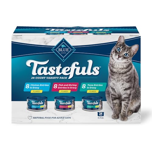 Blue Buffalo Tastefuls Flaked Wet Cat Food Variety Pack, 5.5-oz Cans, 24 Count, 8 of Each Flavor