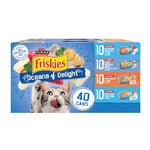 Purina Friskies Wet Cat Food Variety Pack - 40 Cans, 5.5 oz each, Oceans of Delight Flaked and Filets