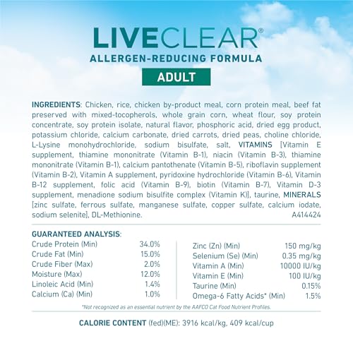 purina one liveclear allergen-reducing cat food with real chicken - 3 lb bag
