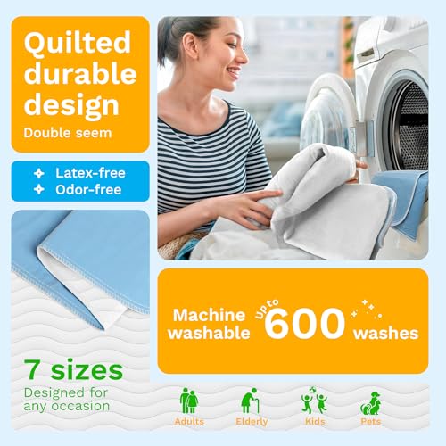 green lifestyle washable underpads for incontinence bed pads, pet pads, and seniors (pack of 4, 34x36)