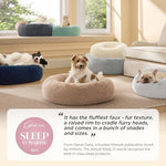 Bedsure calming medium size dog bed, 30 inches donut washable plush faux fur pet bed, fits up to 45 lbs pets, camel