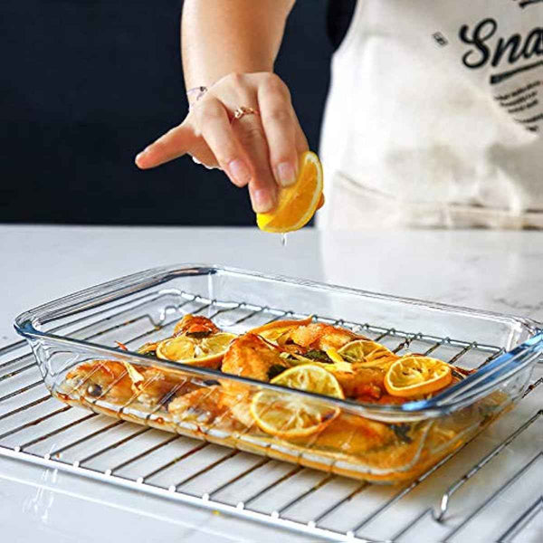 8-Piece Deep Glass Baking Dish Set with Plastic lids,Rectangular Glass Bakeware Set with Lids, Baking Pans for Lasagna, Leftovers, Cooking, Kitchen, Freezer-to-Oven and Dishwasher, Gray
