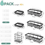 Veken Shower Caddy 6-Pack, Advanced Rustproof Design, No Drilling Adhesive Shelves, Rack with Soap Holder, Large Capacity Bathroom Organizers and Storage, Wall-Mounted Kitchen & Home Decor