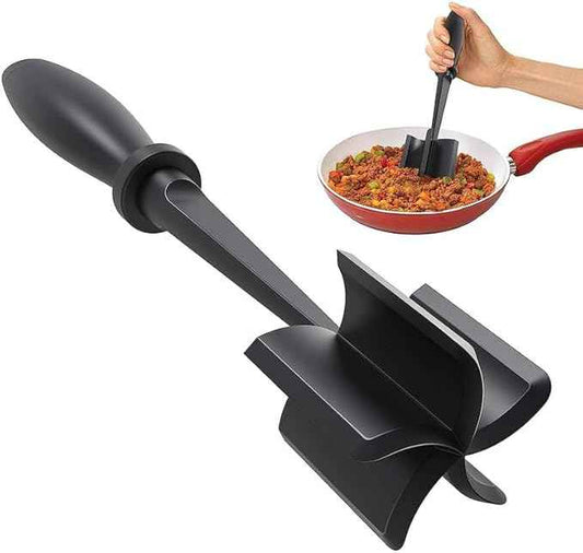 Heat Resistant Hamburger Masher - 5 Curve Blade Meat Masher for Hamburger, Mix and Chop Kitchen Tool