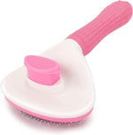 Depets self-cleaning slicker brush for dogs, cats, and bunnies with long or short hair - blue and white