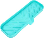 Silicone Bathroom Soap Dishes with Drain Spout-Bathroom and Kitchen Sink Organizer,Sponge Holder,Dish Soap Tray,Perfect for Dispenser,Scrubber,Bottle,Cup on Sink or Counter-Black 4.9"×3.2"