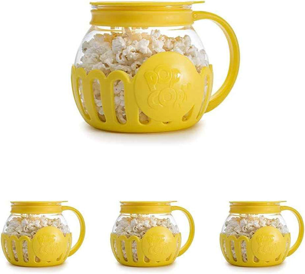 Ecolution Patented Micro-Pop Microwave Popcorn Popper with Temperature Safe Glass, 3-in-1 Lid Measures Kernels and Melts Butter, Made Without BPA, Dishwasher Safe, 1.5-Quart, Aqua