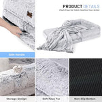 grey human dog bed for adults with egg foam supportive mat and faux fur