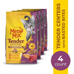 meow mix tender centers basted bites dry cat food, 3 pound, 4 pack, chicken & tuna flavor