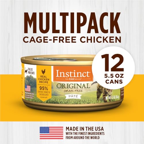 instinct original grain free real chicken recipe natural wet canned cat food, 5.5 oz, pack of 12