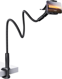 Lamicall Gooseneck Phone Holder Bed - [Nylon Braided] Flexible Arm, 38inch Overall Length, 360 Adjustable Clamp Clip, Overhead Cell Phone Mount Stand for Bed, Desk, 4-7” Cellphone, Gifts