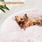 WNPETHOME faux fur self-warming donut cuddler dog bed, 20 x 20 x 8 inch, light pink