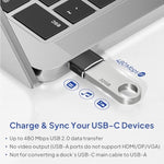 elebase usb to usb c adapter for iphone 17 4pack, usbc female to a male car charger adapter, black