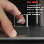 HolaCube WiFi Holographic Crystal 3D Photo Display, Smart Weather Station & Digital Clock with GIF Animations and Electronic Image Album Player for Desktop/Car Décor (Black Base)