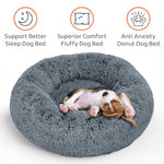Petloox Donut Dog Bed - Dark Grey, Medium - Ultra-Plush Support for Anxiety Relief and Comfort