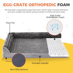 Grey XL Orthopedic Dog Bed with L-Shaped Bolster and Waterproof Cover for Large Dogs 42x30x7.5 inches