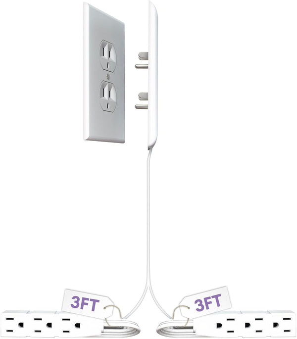 Sleek Socket original flat ultra-thin outlet concealer with extension cord kit, 3ft, multi-outlet power strip for home improvement