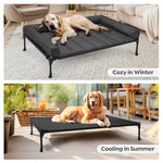 Veehoo cooling elevated dog bed with removable waterproof bolster cushion mat, large indoor outdoor pet cot for labrador rottweilers boxers, black, 42x30inches